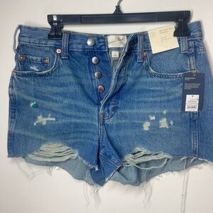 Universal Thread Distressed Blue High-Rise Cutoff Jean Shorts